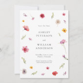 フォトワイルドフラワー結婚式の日付を保存 招待状 (正面)