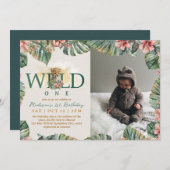 フォトワイルドワン男の赤ちゃんファースト誕生日 招待状 (正面/裏面)