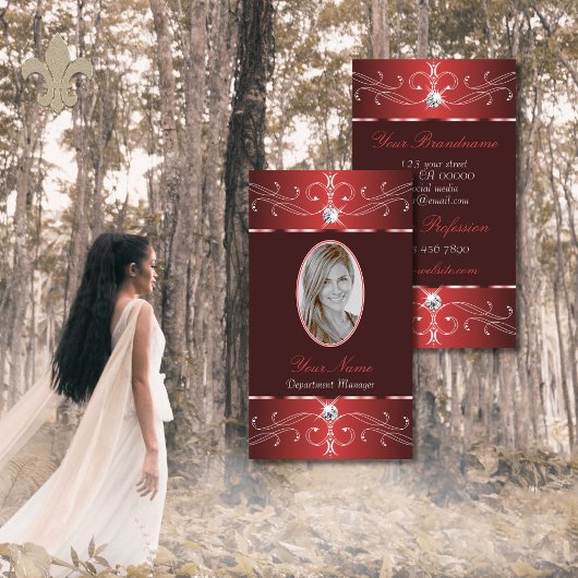 フォトワインレッド華美ブルゴーニュオーナメント 名刺