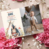 フォトワンハッピーキャンパーウッドボーイズ1歳の誕生日 招待状