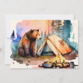 フォトワンハッピーキャンパーウッドボーイズ1歳の誕生日 招待状 (裏面)