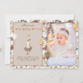 フォトワン間抜けグースニュートラル1歳の誕生日パーティー 招待状 (正面)