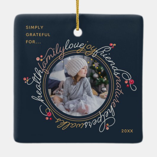 フォトワード感謝リースカスタムオーナメント セラミックオーナメント (裏面)