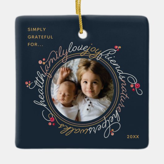 フォトワード感謝リースカスタムオーナメント セラミックオーナメント (正面)