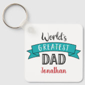 フォトワールド最大のパパタイポグラフィ名ブルー キーホルダー (正面)