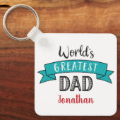 フォトワールド最大のパパタイポグラフィ名ブルー キーホルダー (正面)