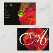 フォトン波ジェムモノグラム鮮やかレッド黒黄 名刺 (正面/裏面)