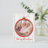 フォトヴィンテパーソナライズされたージクリスマスバルブホリデー ポストカード (スタンド正面)