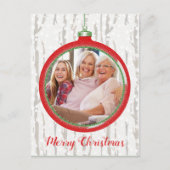 フォトヴィンテパーソナライズされたージクリスマスバルブホリデー ポストカード (正面)