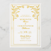 フォトヴィンテージウェディング実在金ゴールド 箔招待状 (正面)