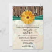 フォトヴィンテージウッドエメラルドガーベラデイジー結婚ズ 招待状 (正面)