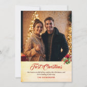 フォトヴィンテージスクリプト伝統的初めてのクリスマス シーズンカード (正面)