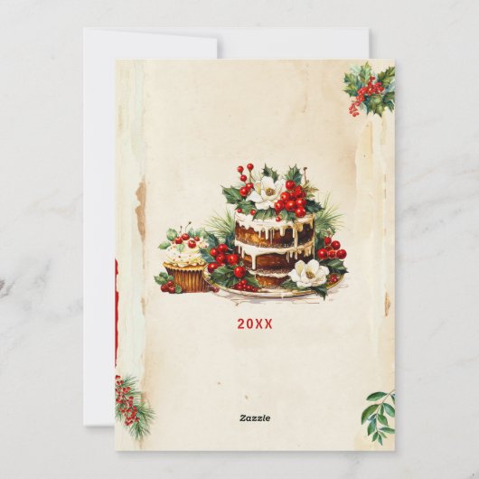 フォトヴィンテージスクリプト伝統的初めてのクリスマス シーズンカード (裏面)