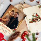 フォトヴィンテージスクリプト伝統的初めてのクリスマス シーズンカード