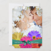 フォトヴィンテージダマスクブライトカラフルガーベラデイジー 招待状 (正面)