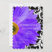 フォトヴィンテージダマスクラベンダーガーベラデイジー結婚ズ 招待状 (裏面)