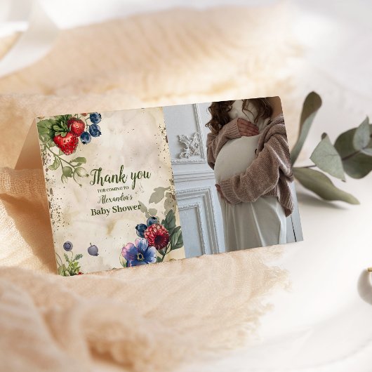 フォトヴィンテージベリースイートワイルドベリーベビーショウ サンキューカード