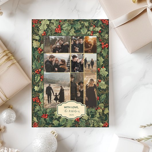 フォトヴィンテージホリークリスマス シーズンカード