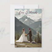 フォトヴィンテージマウンテンフォレストエバ結婚ーグリーン サンキューカード (正面)