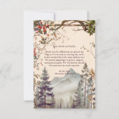 フォトヴィンテージマウンテンフォレストエバ結婚ーグリーン サンキューカード (裏面)