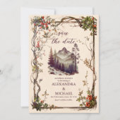 フォトヴィンテージマウンテンフォレストエバ結婚ーグリーン セーブザデート (正面)