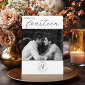 フォトヴィンテージモノグラム結婚クレストのテーブル番号 招待状