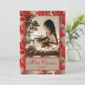 フォトヴィンテージレッドダマスクホリデイ シーズンカード (スタンド正面)