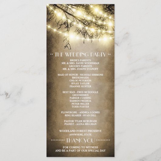 フォトヴィンテージ国のツ素朴リー結婚式 プログラム (裏面)