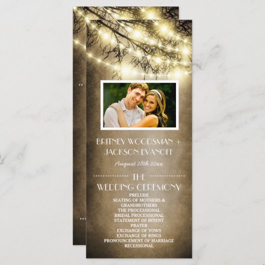 フォトヴィンテージ国のツ素朴リー結婚式 プログラム (正面/裏面)