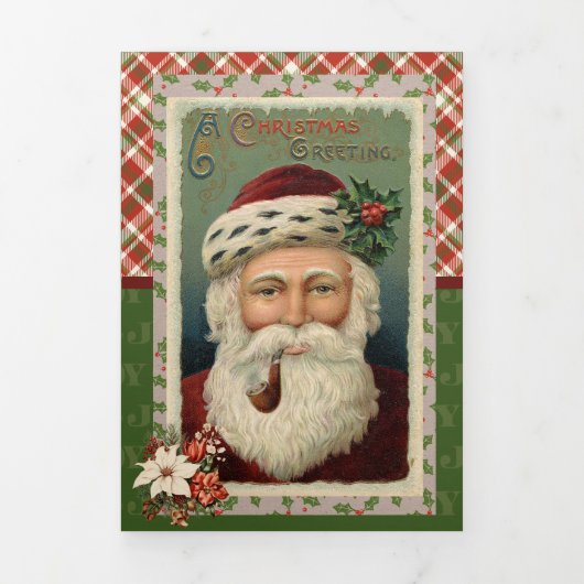 フォトヴィンテージ3つ折り文字折りホリデーカード 三つ折りクリスマスカード (カバー)