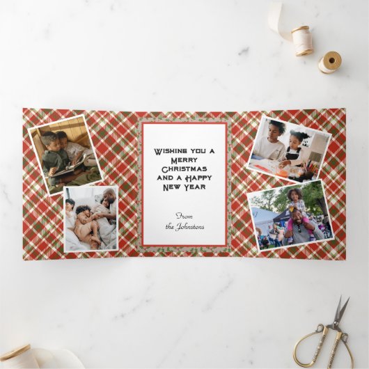 フォトヴィンテージ3つ折り文字折りホリデーカード 三つ折りクリスマスカード (内部)