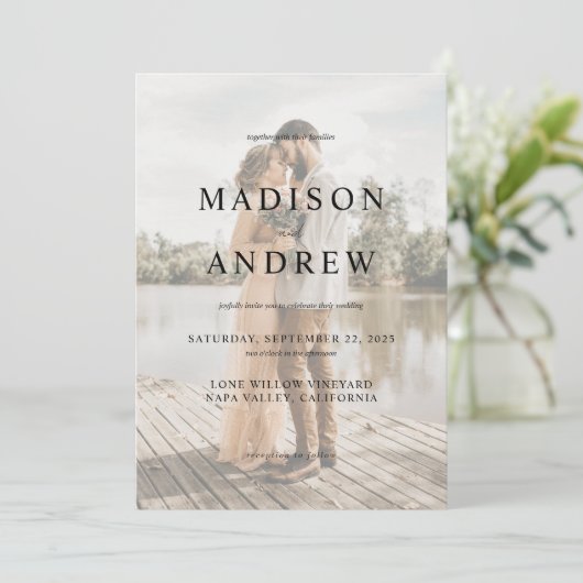 フォトヴフェイクェルムエフェクトエレガントな結婚式 招待状 (スタンド正面)