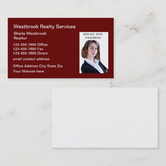 フォト不動産仲介業者名刺テンプレート 名刺 (正面/裏面)