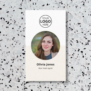 フォト不動産仲介業者QRコードベージュ名刺 名刺