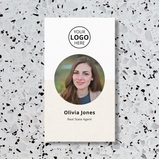 フォト不動産仲介業者QRコードベージュ名刺 名刺