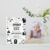 フォト不気味ワンハロウィーンの最初の誕生日パーティー 招待状 (スタンド正面)
