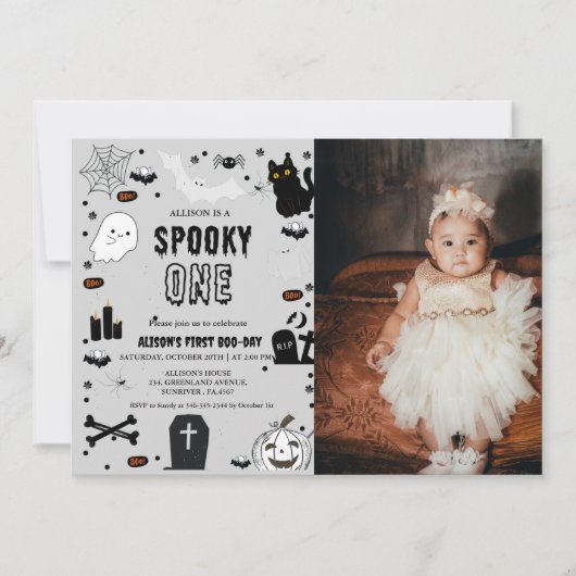 フォト不気味ワンハロウィーンの最初の誕生日パーティー 招待状