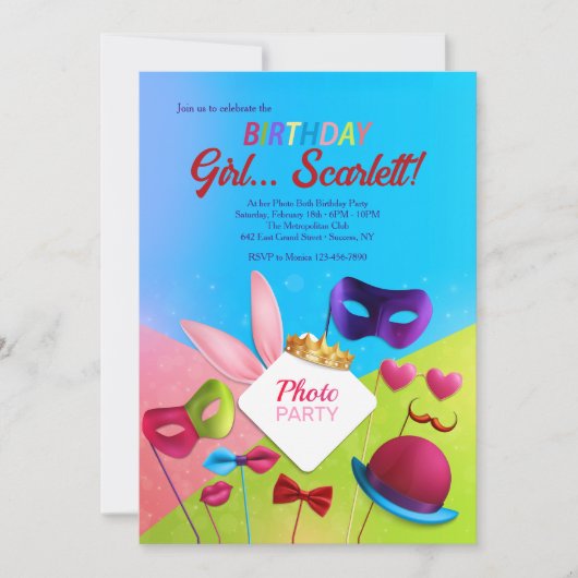 フォト両方のバースデーパーティ招待状 招待状 (正面)