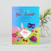 フォト両方のバースデーパーティ招待状 招待状 (スタンド正面)