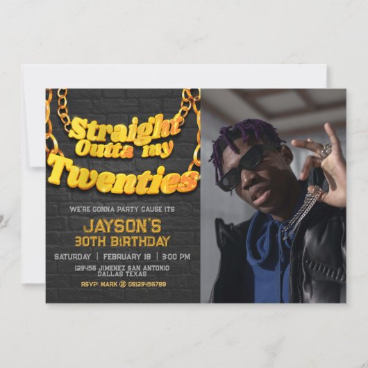 フォト付きの20代からの卒業 招待状 (正面)