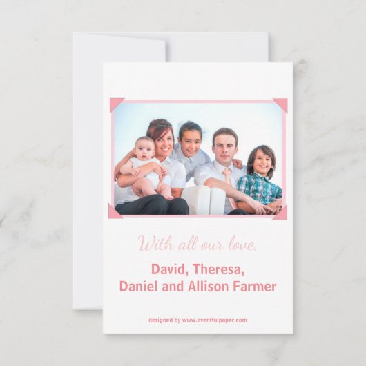 フォト付きウェルカムベビー- 3x5誕生のお知らせ 案内状 (裏面)