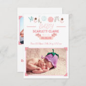 フォト付きウェルカムベビー- 3x5誕生のお知らせ 案内状 (正面/裏面)