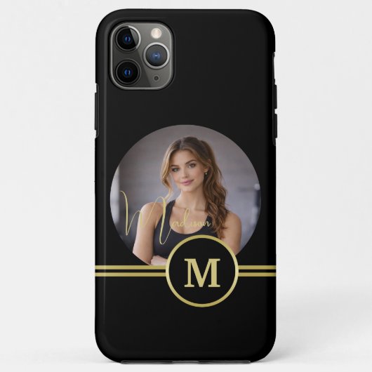 フォト付きエレガントゴールドシグネチャーモノグラム Case-Mate iPhoneケース (裏面)