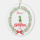フォト付きクリスマスオーナメント(赤ちゃんの初クリスマス記念) セラミックオーナメント (左)