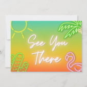 フォト付きクールなネオンポンプールパーティーの招待状 招待状 (裏面)