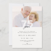 フォト付きモダンな結婚75周年記念 招待状 (正面)