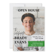 フォト付き卒業パーティ招待状 |緑