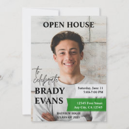 フォト付き卒業パーティ招待状 |緑 招待状