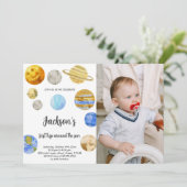 フォト付き宇宙誕生日招待状 招待状 (スタンド正面)