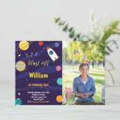 フォト付き宇宙誕生日招待状 招待状 (スタンド正面)